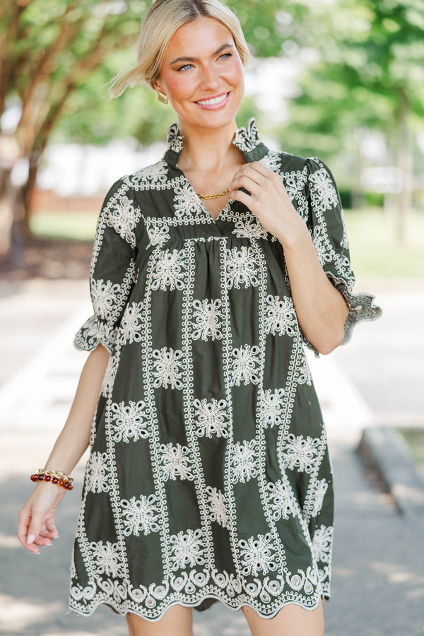 Between Then And Now Green Eyelet Dress