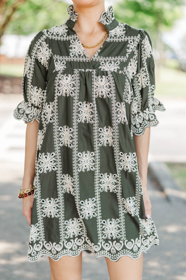 Between Then And Now Green Eyelet Dress