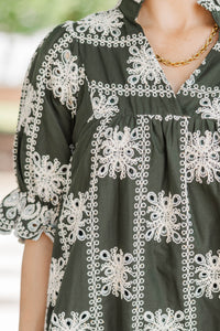 Between Then And Now Green Eyelet Dress