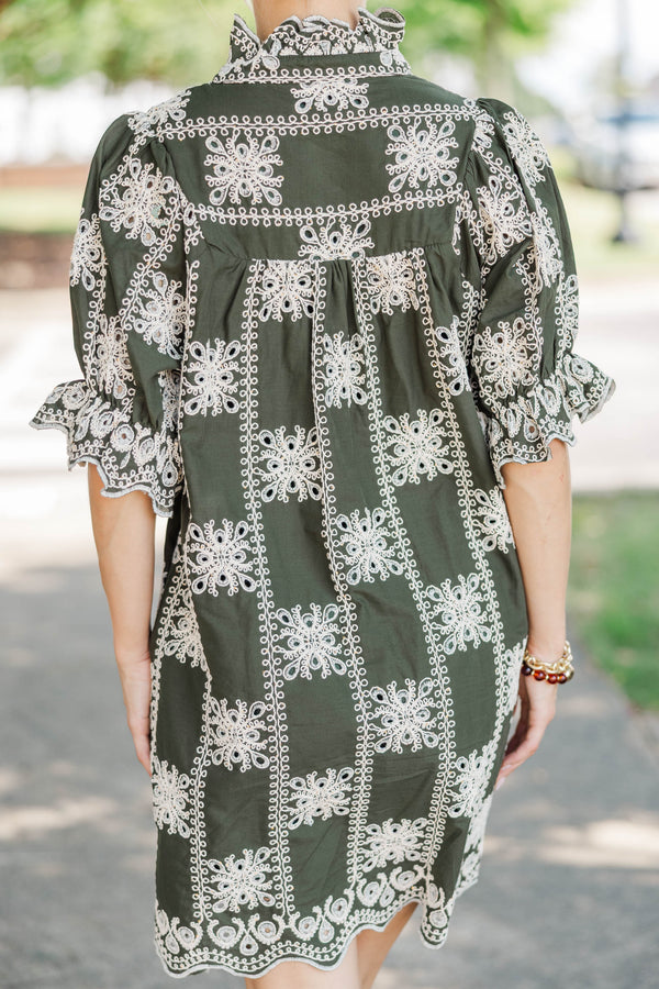 Between Then And Now Green Eyelet Dress