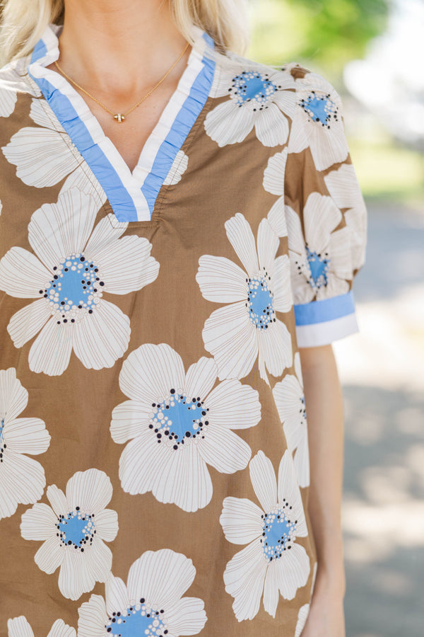 Style Statement Brown Floral Blouse