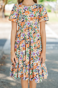 Girls: All True Brown Floral Tiered Dress