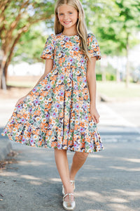 Girls: All True Brown Floral Tiered Dress