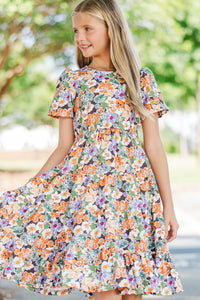 Girls: All True Brown Floral Tiered Dress