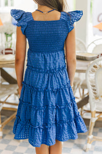 Girls: Think About It Navy Textured Midi Dress