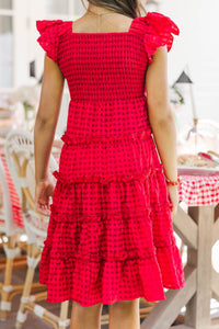 Girls: Think About It Red Textured Midi Dress