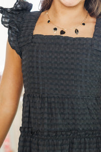 Girls: Think About It Black Textured Midi Dress