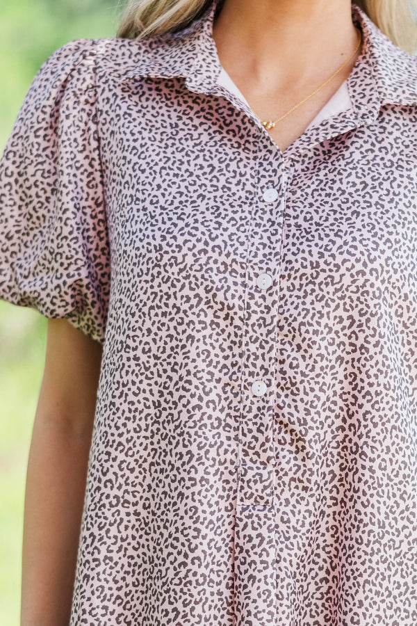 Sweet Statement Blush Leopard Print Dress