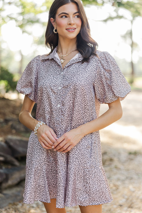 Sweet Statement Blush Leopard Print Dress