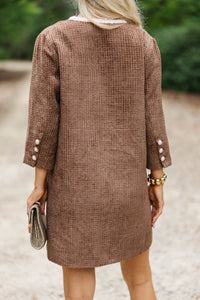 Speak Up Brown Tweed Dress