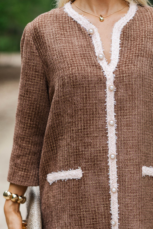 Speak Up Brown Tweed Dress