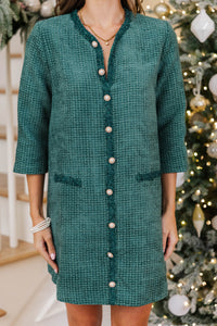 Speak Up Emerald Green Tweed Dress