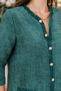 Speak Up Emerald Green Tweed Dress