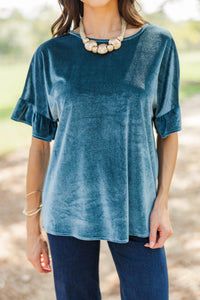 Everyday Treasure Teal Velvet Blouse