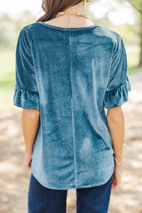 Everyday Treasure Teal Velvet Blouse
