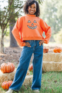 Girls: Pumpkin Patch Plans Orange Sweatshirt