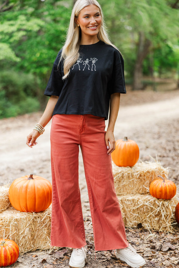 Haunted Charm Black Embellished Skeleton Tee