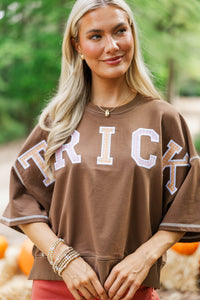 This Is Halloween Brown Trick or Treat Embroidered Tee