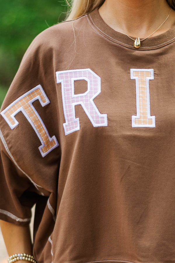 This Is Halloween Brown Trick or Treat Embroidered Tee