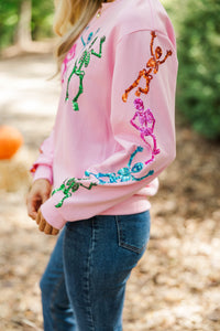 Sweet & Spooky Pink Sequin Skeleton Sweatshirt