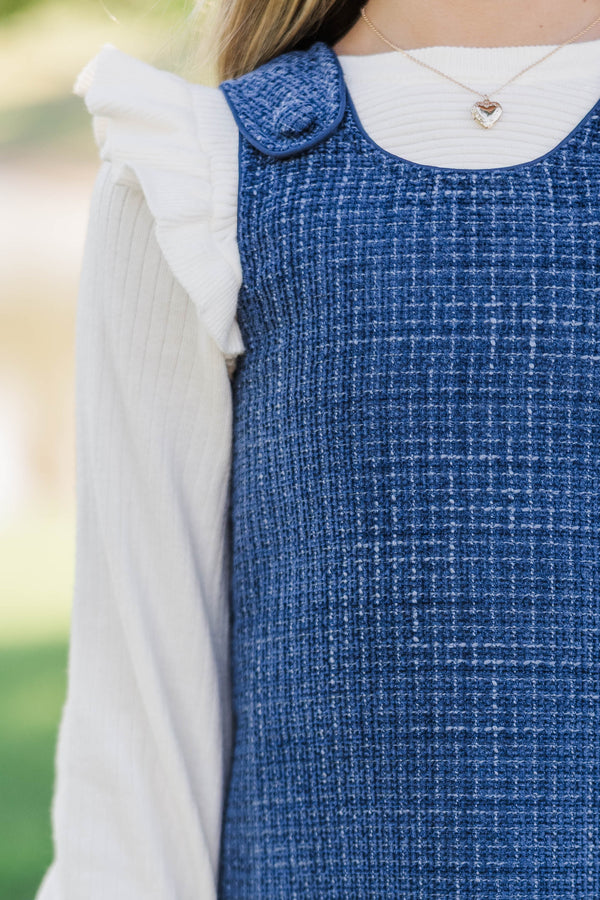 Girls: Lasting Light Navy Tweed Dress