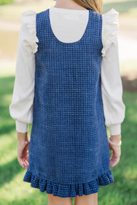 Girls: Lasting Light Navy Tweed Dress