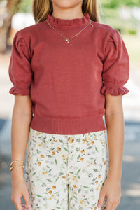 Girls: Style Starter Rust Ruffle Sweater