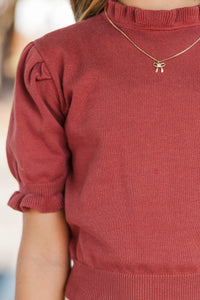 Girls: Style Starter Rust Ruffle Sweater
