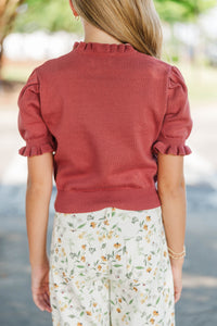 Girls: Style Starter Rust Ruffle Sweater
