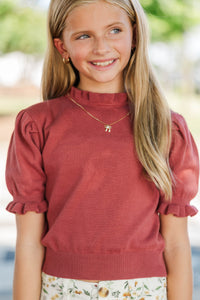 Girls: Style Starter Rust Ruffle Sweater