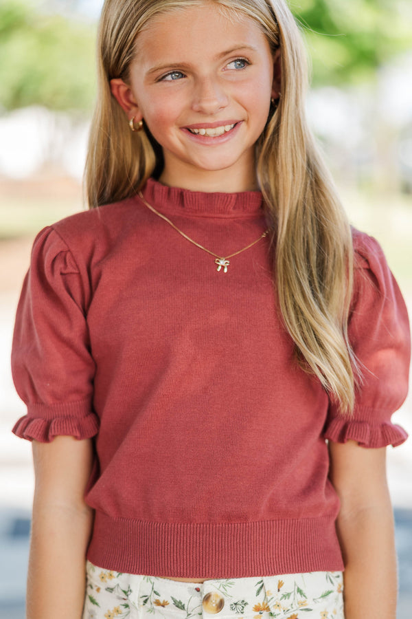 Girls: Style Starter Rust Ruffle Sweater