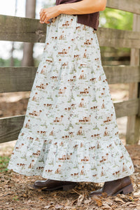 Getting Close Light Blue Toile Midi Skirt