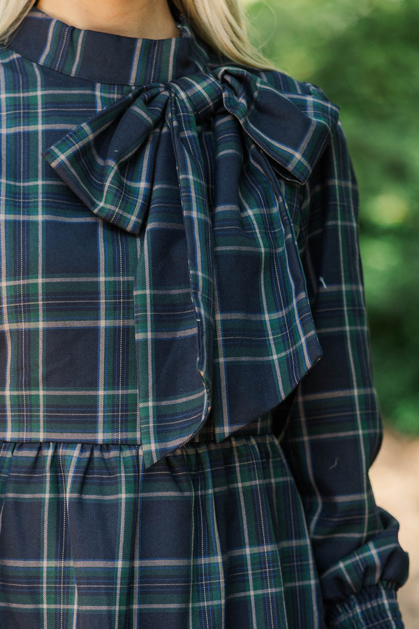 Long Way Home Emerald Plaid Dress