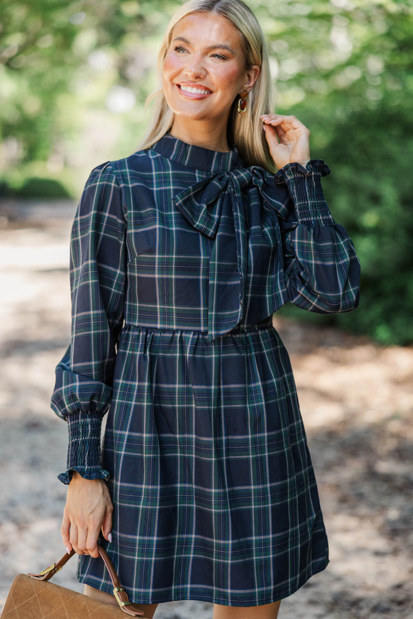 Long Way Home Emerald Plaid Dress