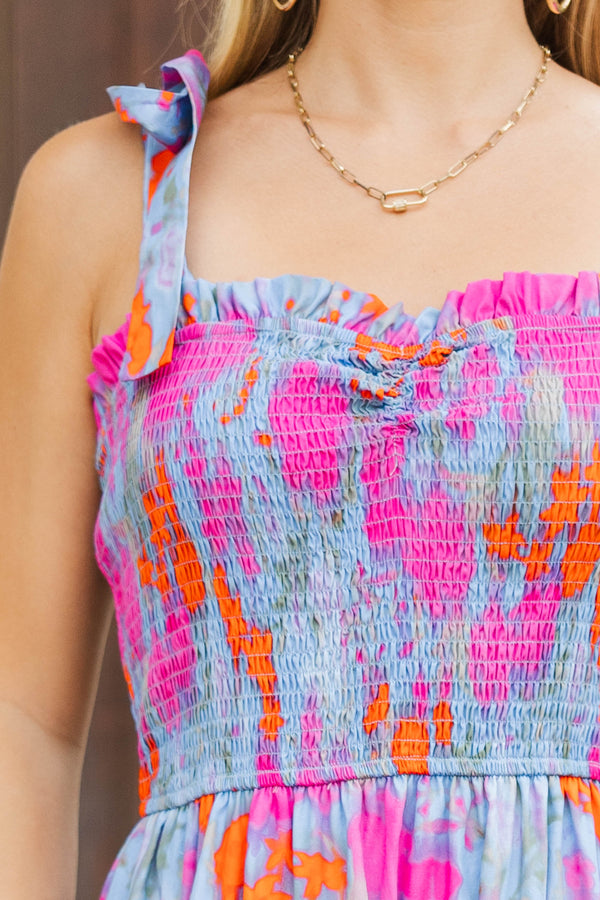 Leaning Into Good Blue Floral Midi Dress