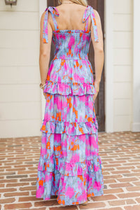 Leaning Into Good Blue Floral Midi Dress