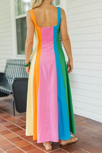 Those Were The Days Multicolor Striped Midi Dress