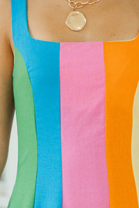 Those Were The Days Multicolor Striped Midi Dress