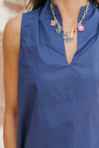 Makes You Happy Navy Blue Blouse