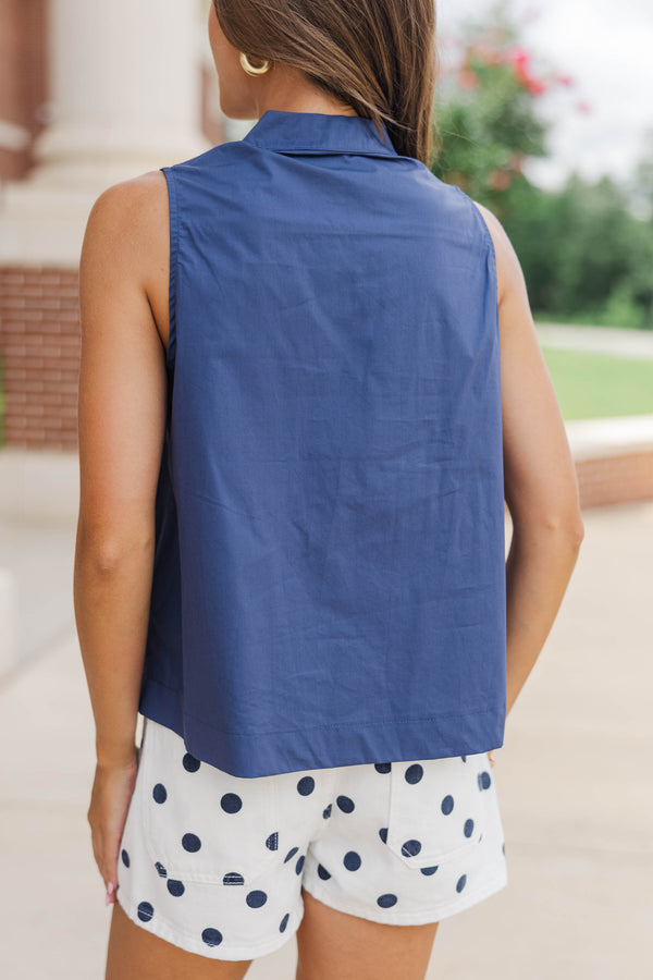 Makes You Happy Navy Blue Blouse