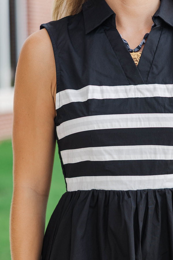 Open Air Black Striped Dress