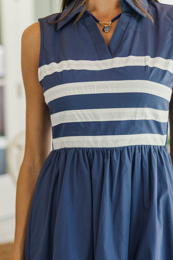Open Air Navy Striped Dress
