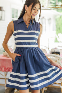 Open Air Navy Striped Dress