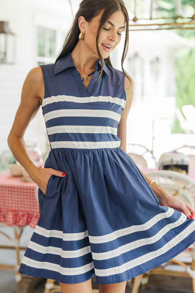 Open Air Navy Striped Dress – Shop the Mint