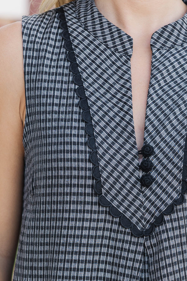 Can't Keep Up Black Gingham Dress