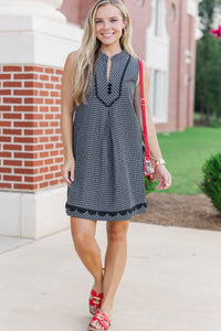Can't Keep Up Black Gingham Dress