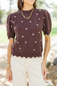 Cover Story Brown Polka Dot Sweater
