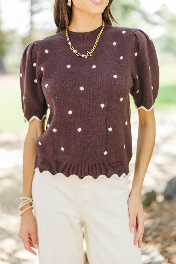 Cover Story Brown Polka Dot Sweater