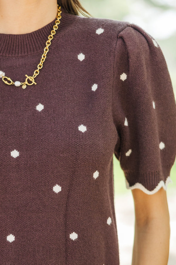 Cover Story Brown Polka Dot Sweater