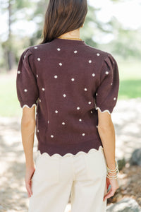 Cover Story Brown Polka Dot Sweater
